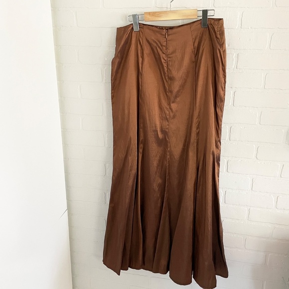 Vintage Maxi skirt Gown Liquid Mermaid Prom Bronze Fluid Taffeta Volume Sz 12 - Picture 7 of 10